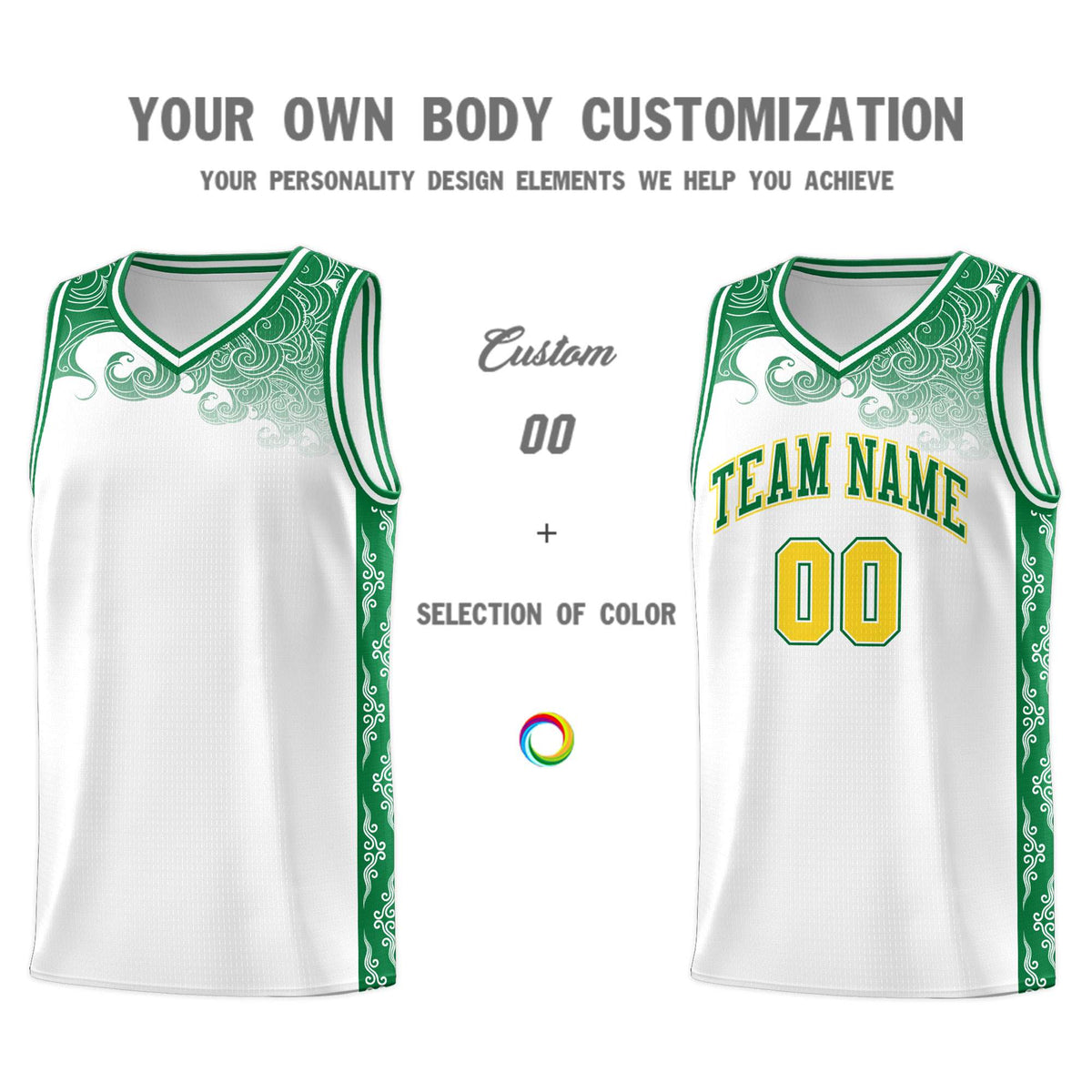 Custom White Personalized Cloud Pattern Sports Sets Uniform Basketball Jersey