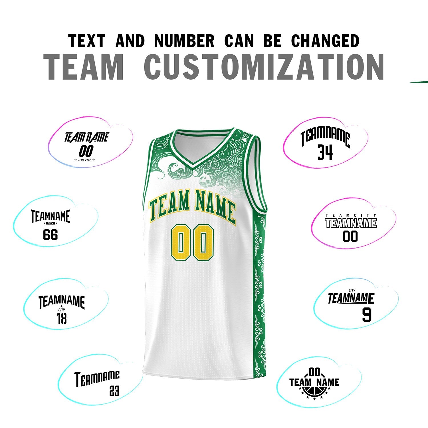 Custom White Personalized Cloud Pattern Sports Sets Uniform Basketball Jersey