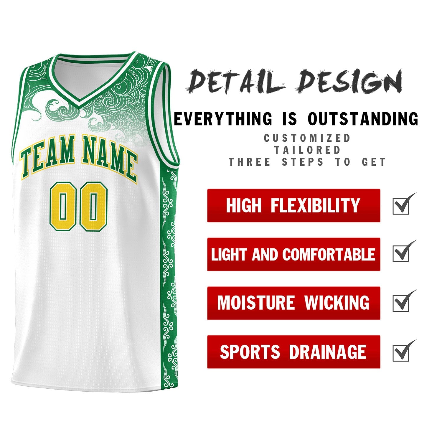 Custom White Personalized Cloud Pattern Sports Sets Uniform Basketball Jersey