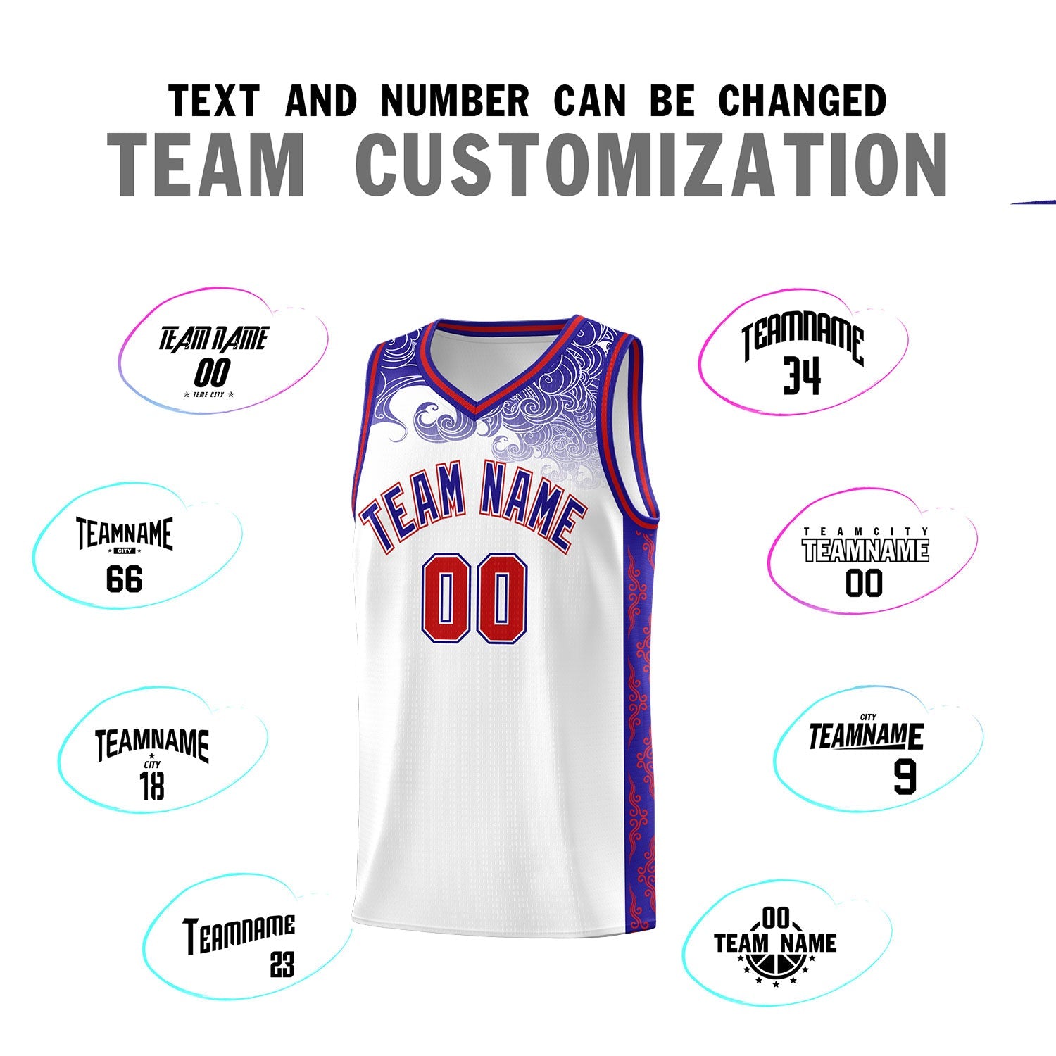 Custom White Personalized Cloud Pattern Sports Sets Uniform Basketball Jersey