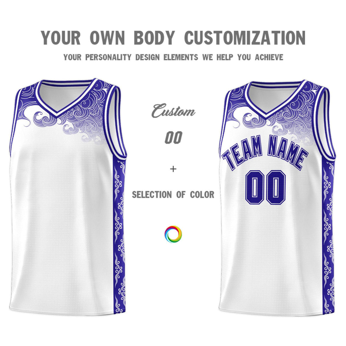 Custom White Personalized Cloud Pattern Sports Sets Uniform Basketball Jersey