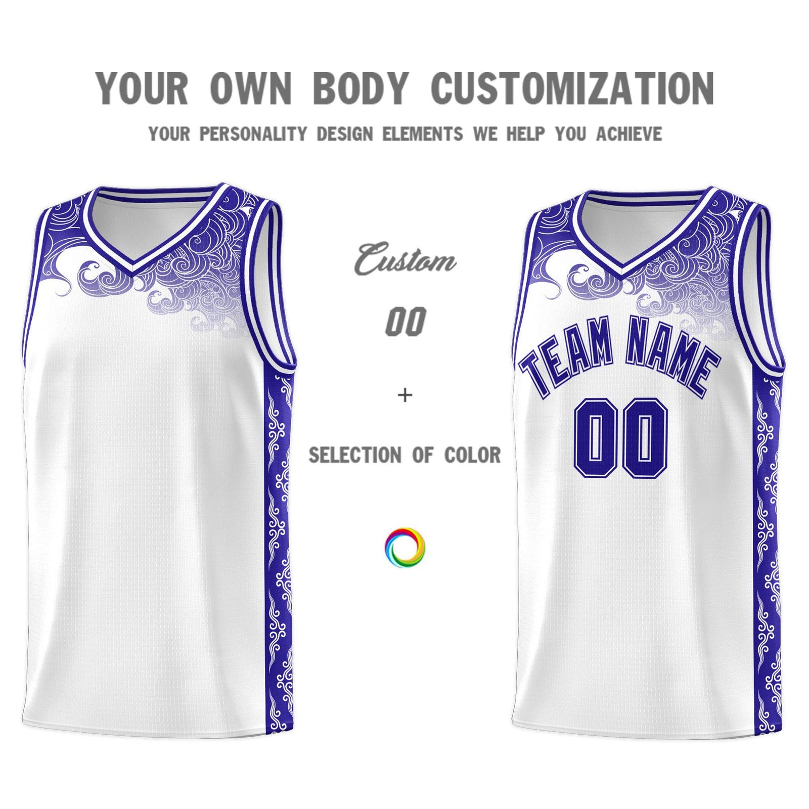 Custom White Personalized Cloud Pattern Sports Sets Uniform Basketball Jersey