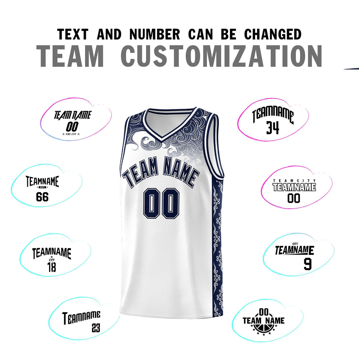 Custom White Personalized Cloud Pattern Sports Sets Uniform Basketball Jersey
