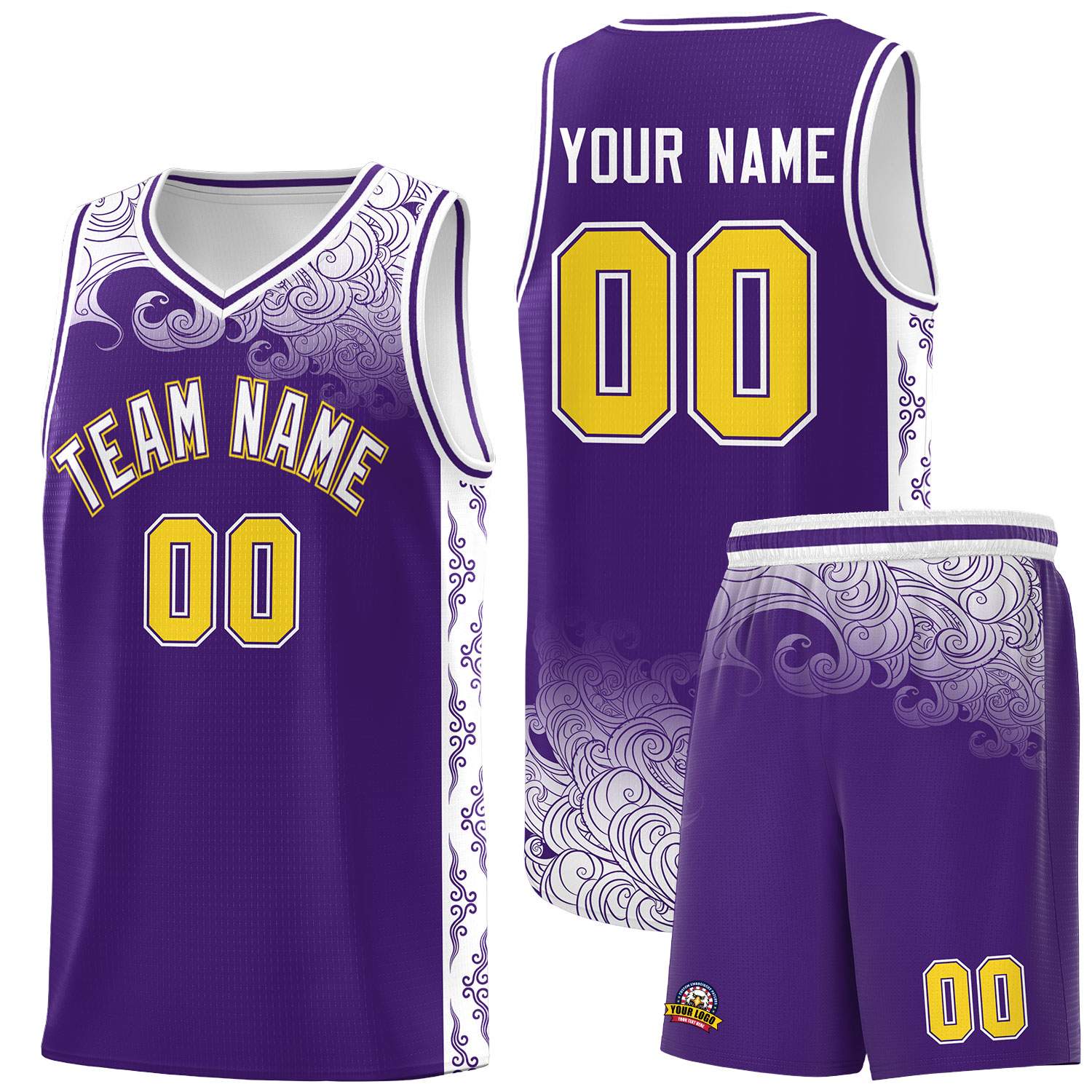 Custom Purple Personalized Cloud Pattern Sports Sets Uniform Basketball Jersey