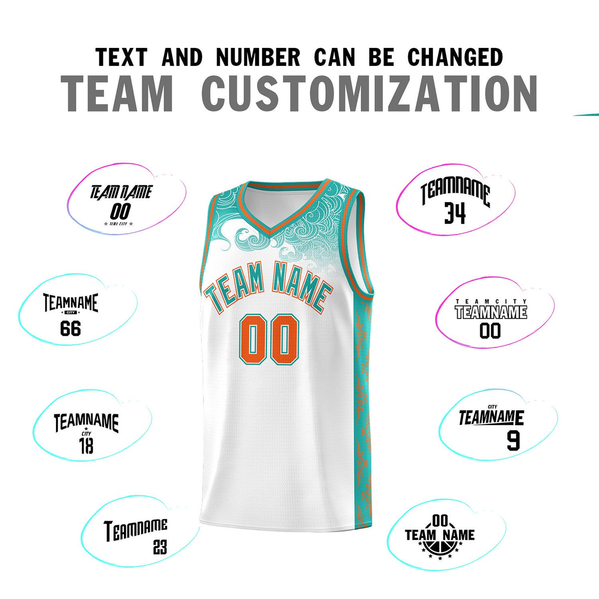 Custom White Personalized Cloud Pattern Sports Sets Uniform Basketball Jersey