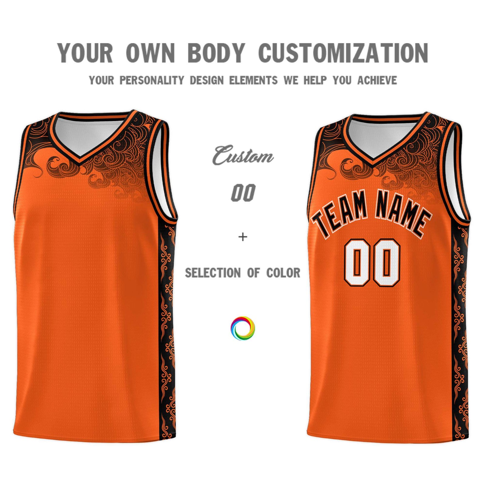 Custom Orange Personalized Cloud Pattern Sports Sets Uniform Basketball Jersey
