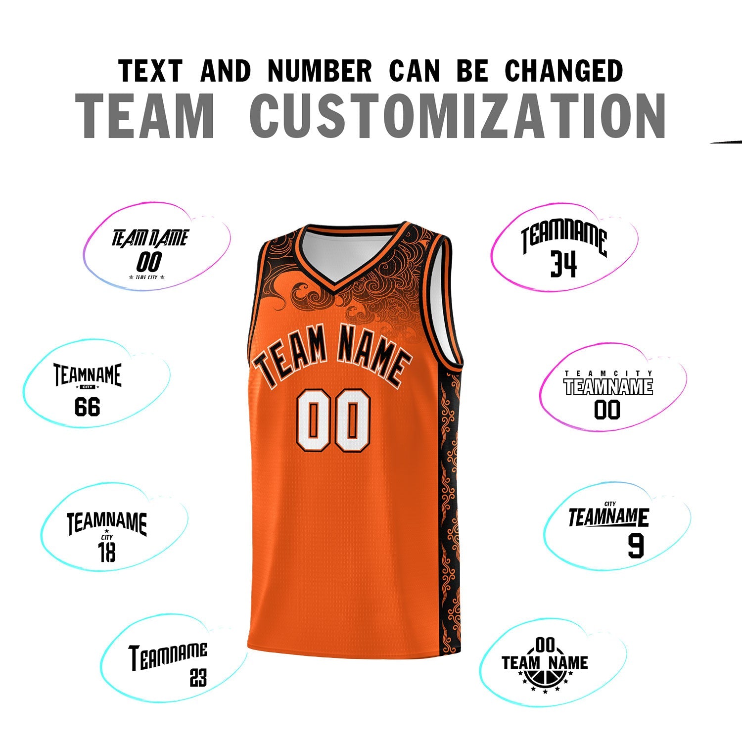 Custom Orange Personalized Cloud Pattern Sports Sets Uniform Basketball Jersey