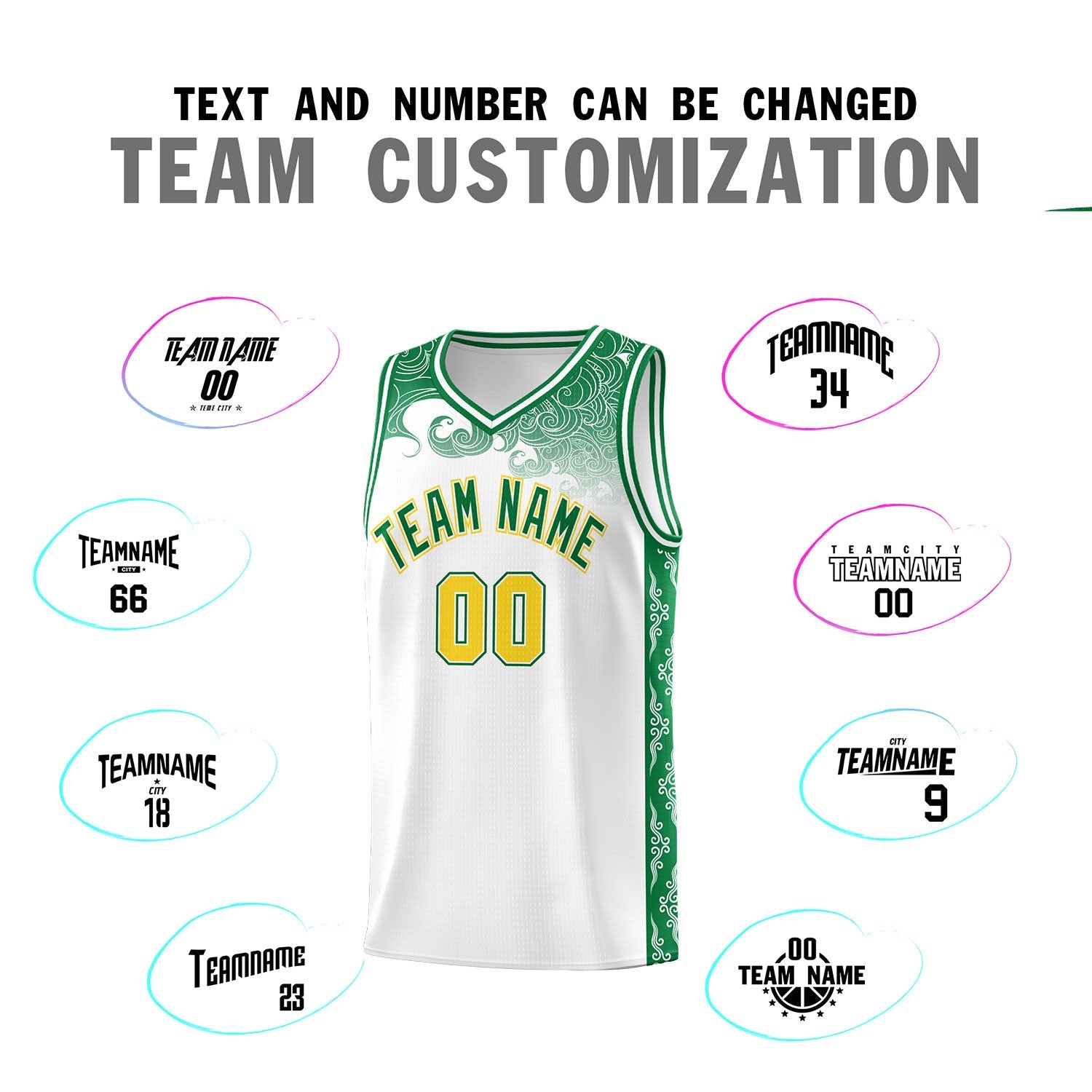 Custom White Personalized Cloud Pattern Sports Sets Uniform Basketball Jersey