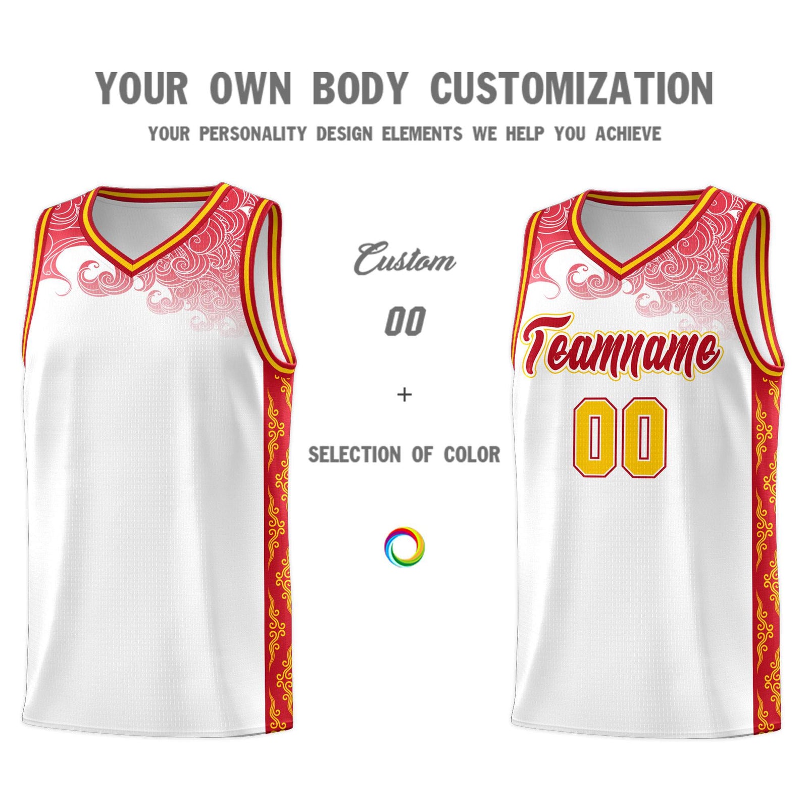 Custom White Personalized Cloud Pattern Sports Sets Uniform Basketball Jersey