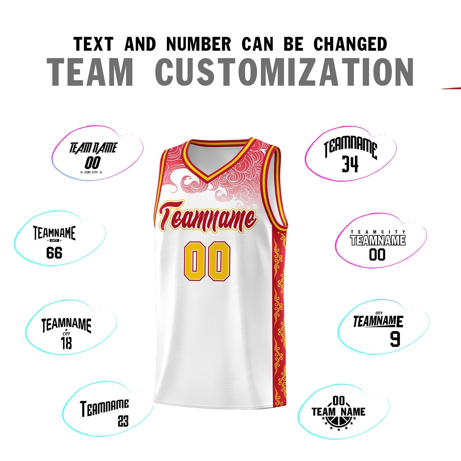 Custom White Personalized Cloud Pattern Sports Sets Uniform Basketball Jersey