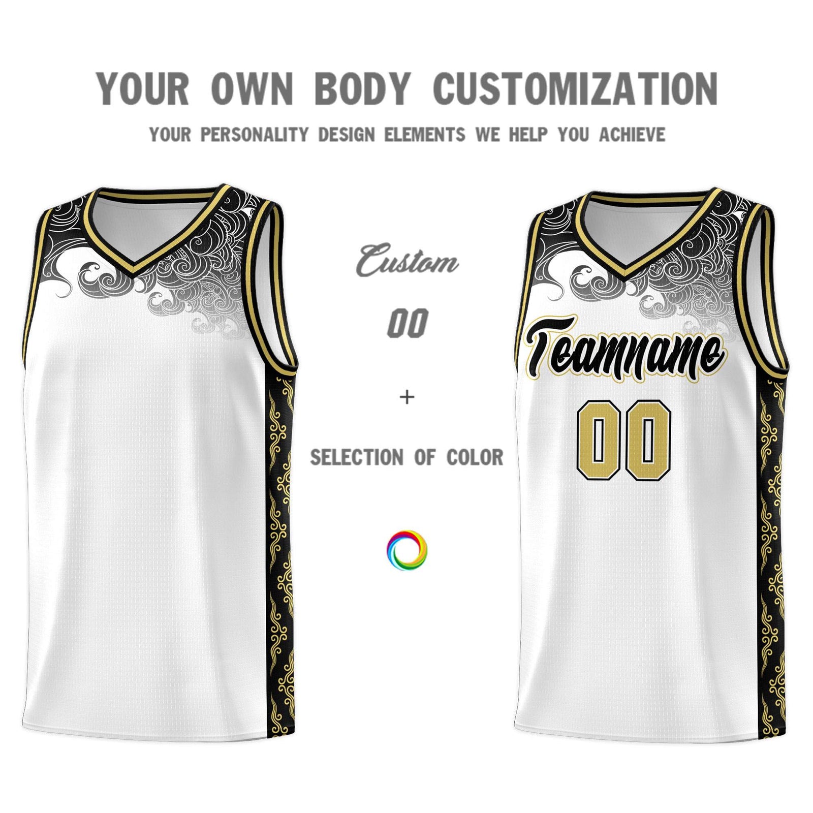 Custom White Personalized Cloud Pattern Sports Sets Uniform Basketball Jersey
