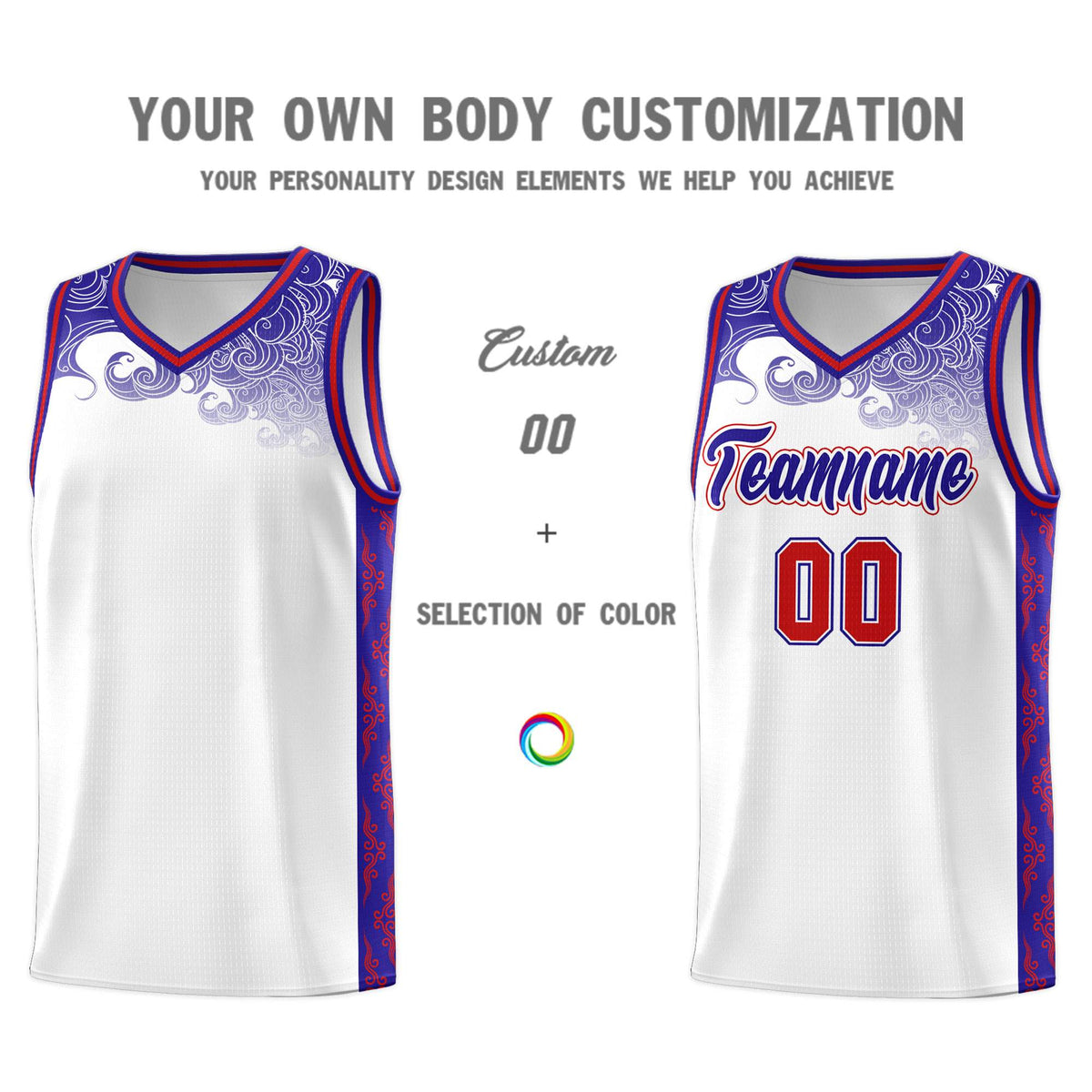 Custom White Personalized Cloud Pattern Sports Sets Uniform Basketball Jersey