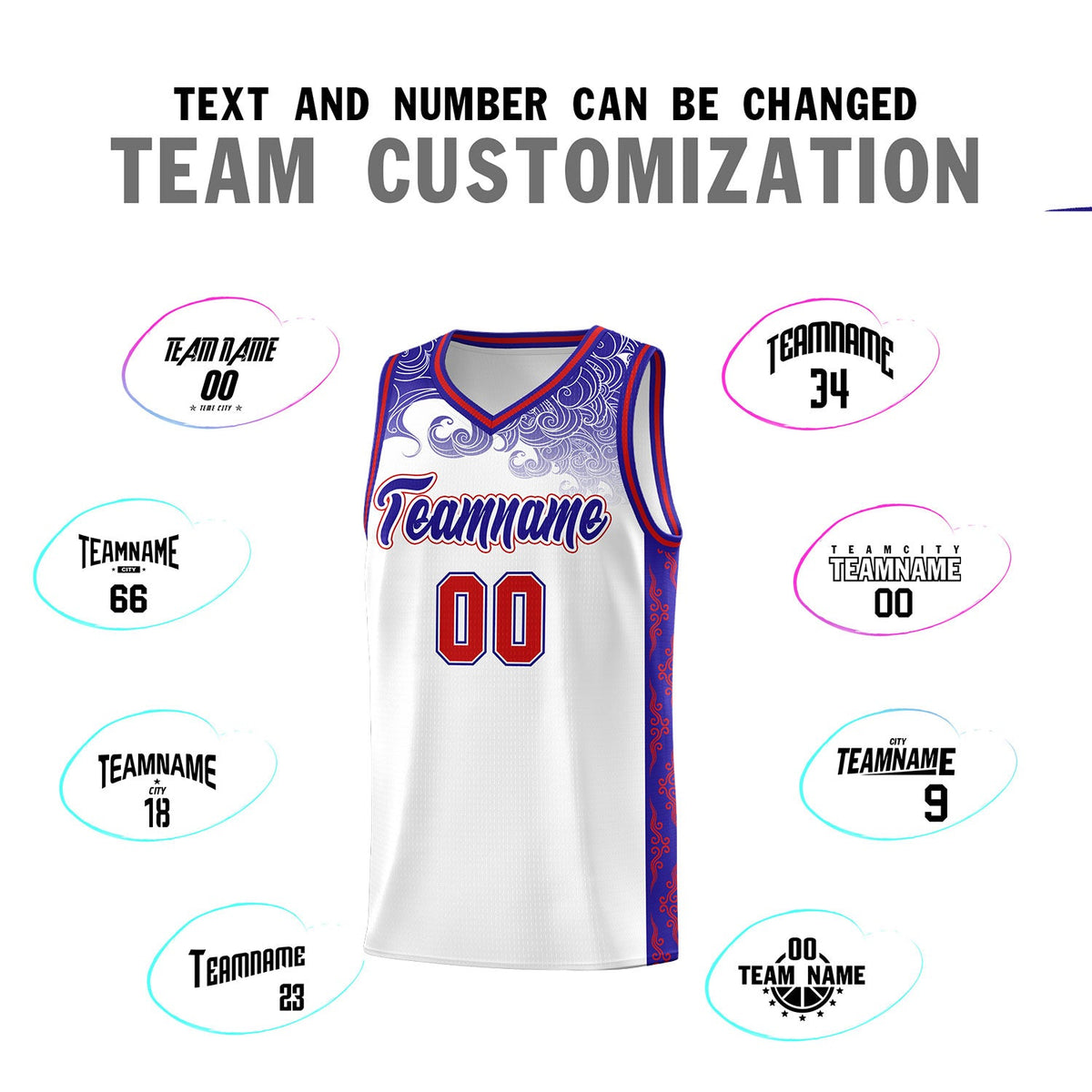 Custom White Personalized Cloud Pattern Sports Sets Uniform Basketball Jersey