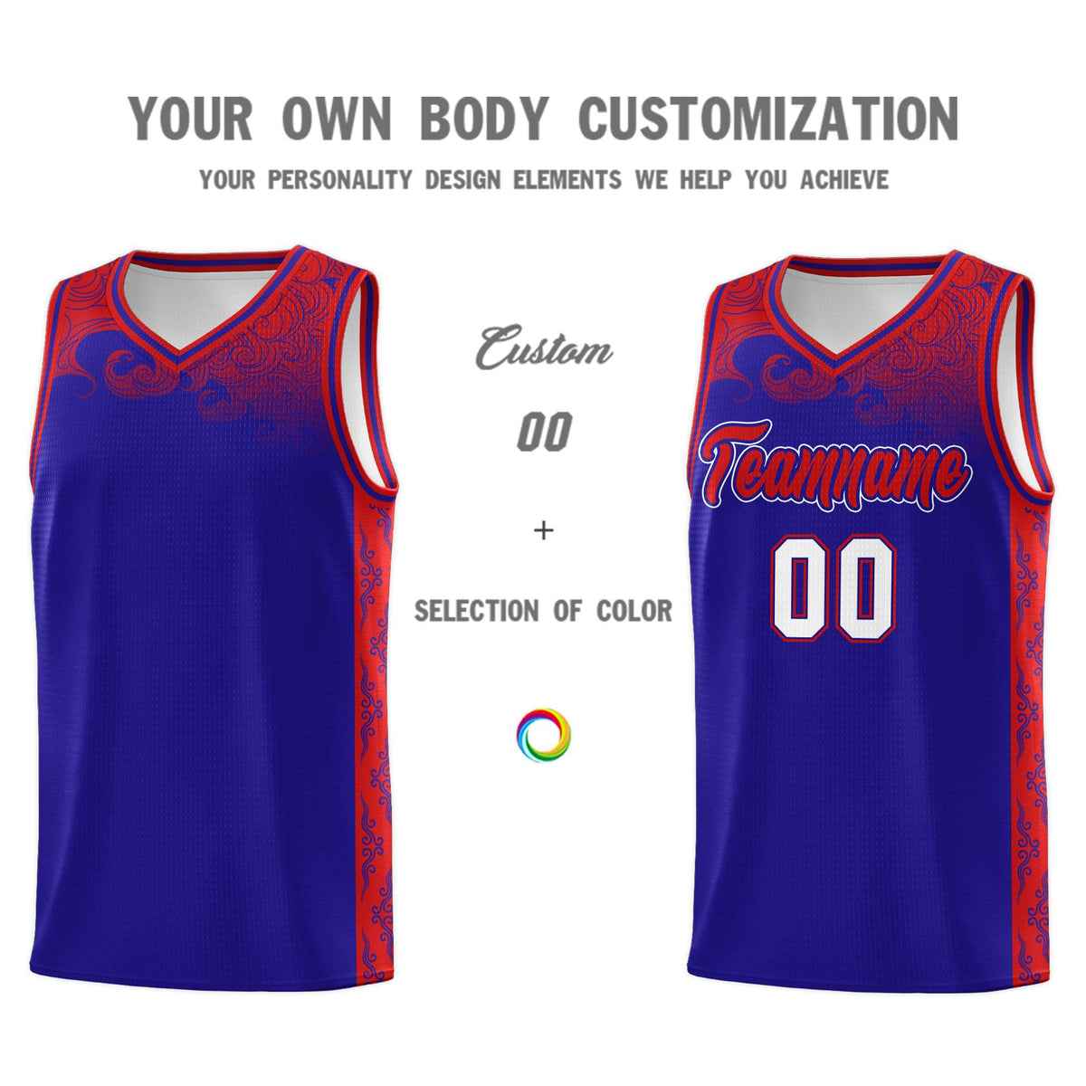 Custom Royal Personalized Cloud Pattern Sports Sets Uniform Basketball Jersey