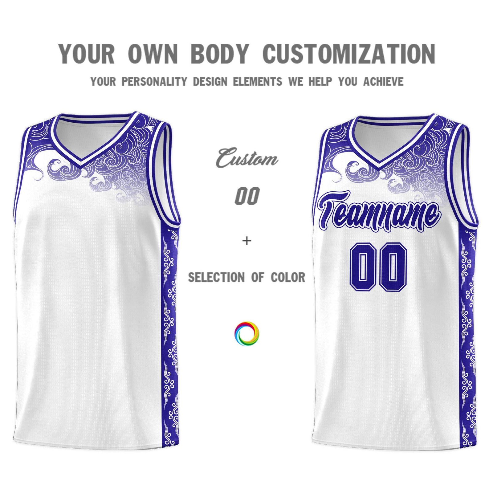 Custom White Personalized Cloud Pattern Sports Sets Uniform Basketball Jersey