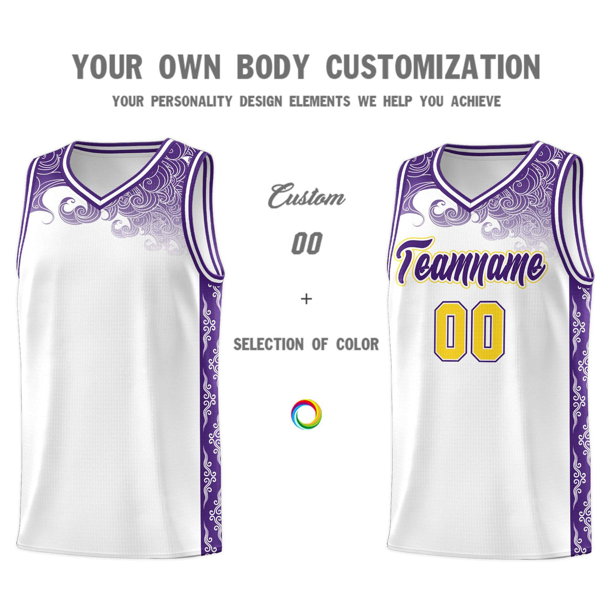 Custom White Personalized Cloud Pattern Sports Sets Uniform Basketball Jersey