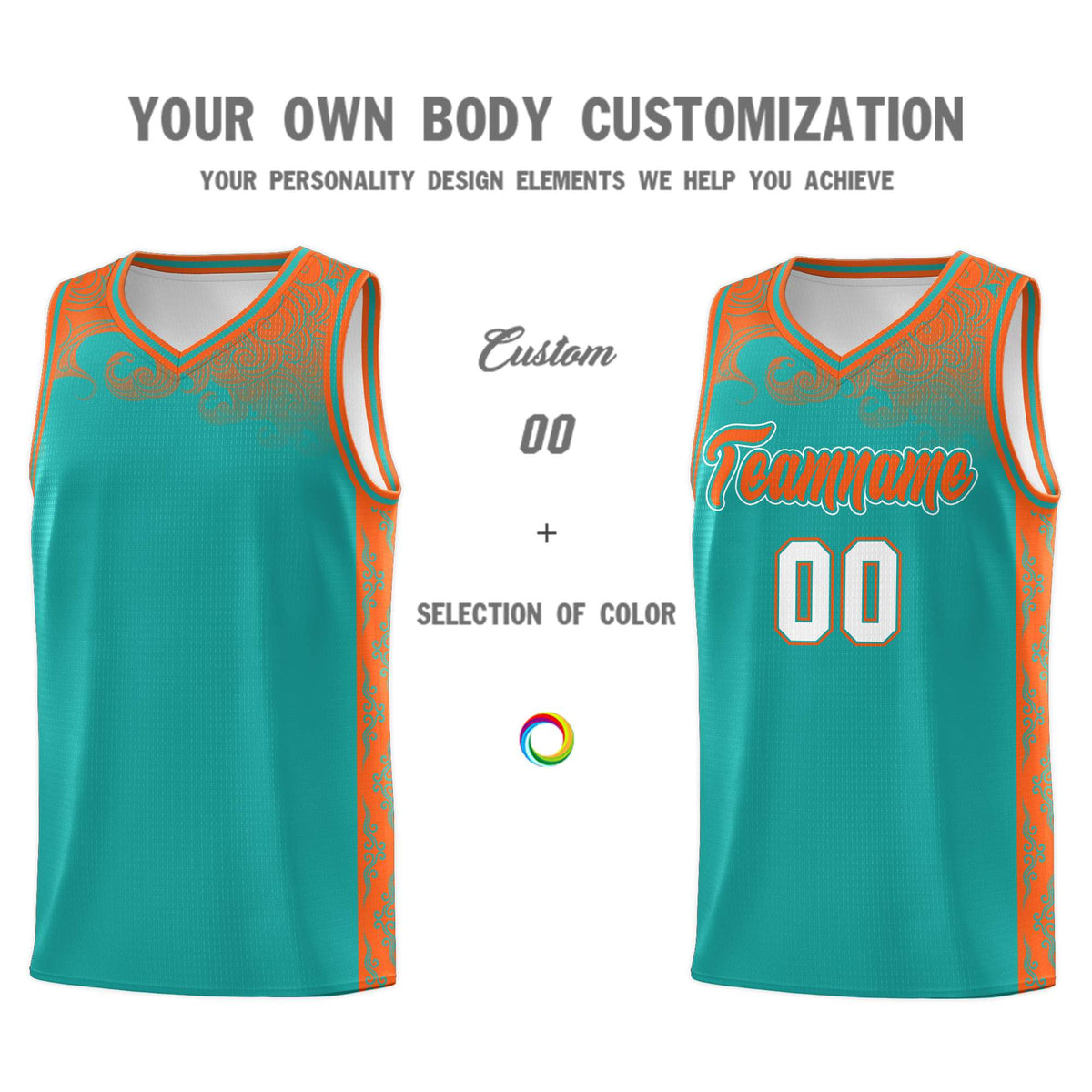 Custom Aqua Personalized Cloud Pattern Sports Sets Uniform Basketball Jersey