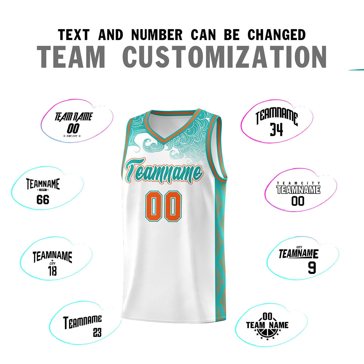 Custom White Personalized Cloud Pattern Sports Sets Uniform Basketball Jersey