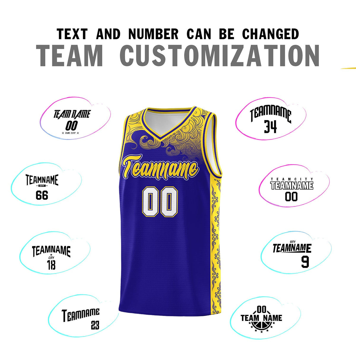 Custom Royal Personalized Cloud Pattern Sports Sets Uniform Basketball Jersey