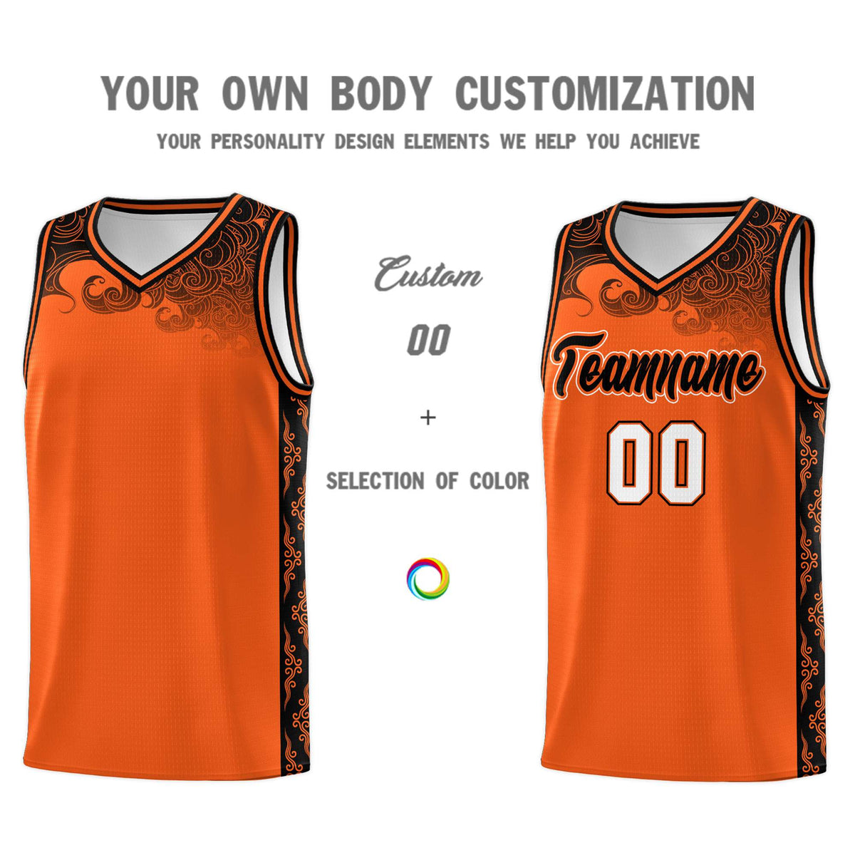 Custom Orange Personalized Cloud Pattern Sports Sets Uniform Basketball Jersey