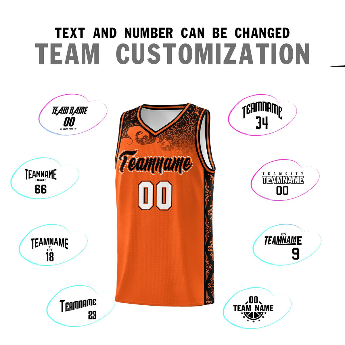 Custom Orange Personalized Cloud Pattern Sports Sets Uniform Basketball Jersey