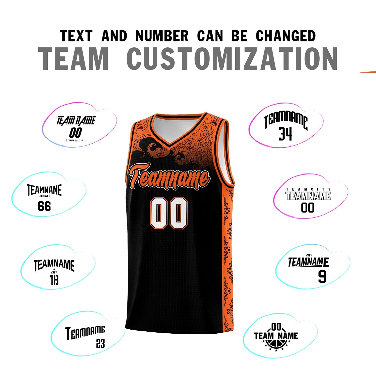 Custom Black Personalized Cloud Pattern Sports Sets Uniform Basketball Jersey