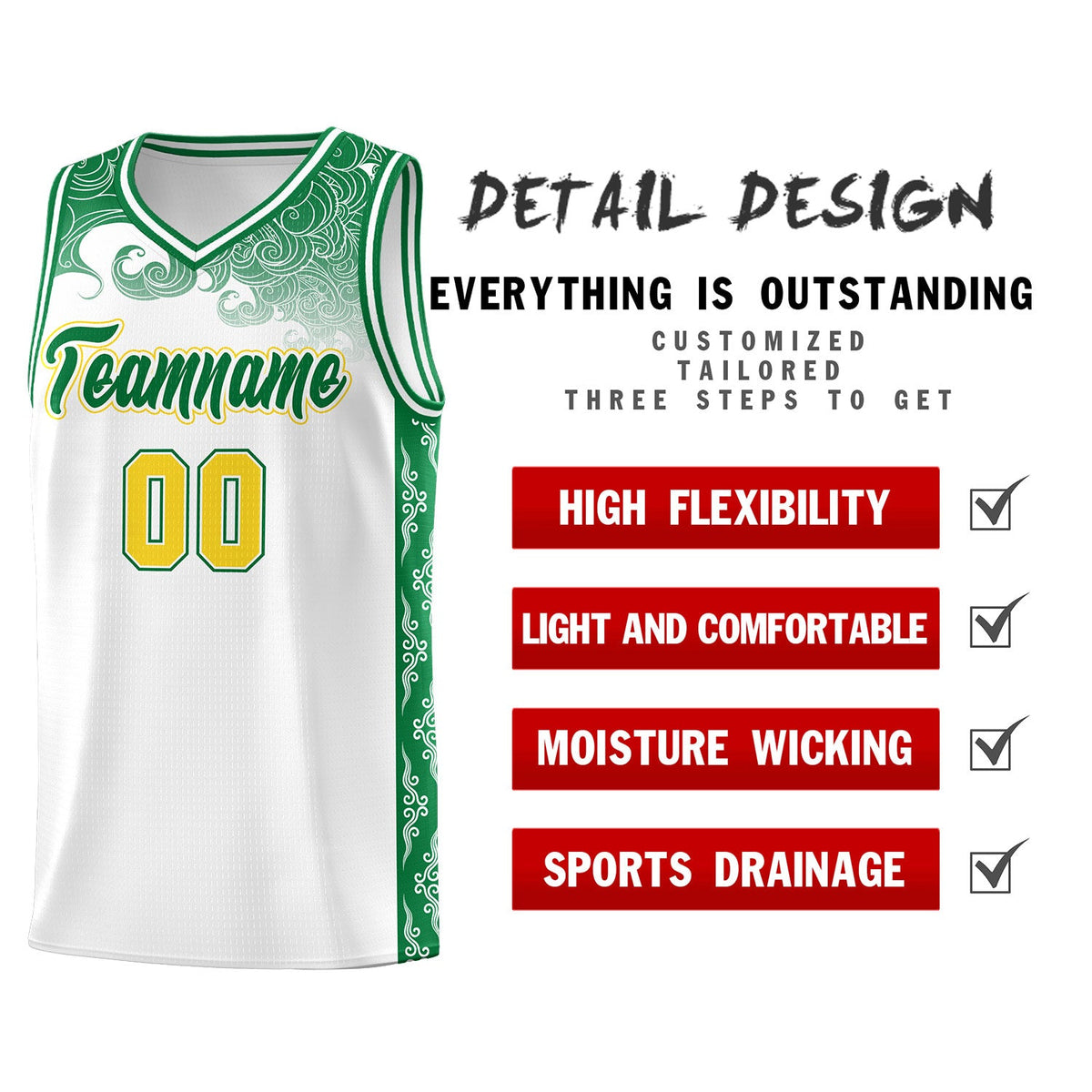 Custom White Personalized Cloud Pattern Sports Sets Uniform Basketball Jersey