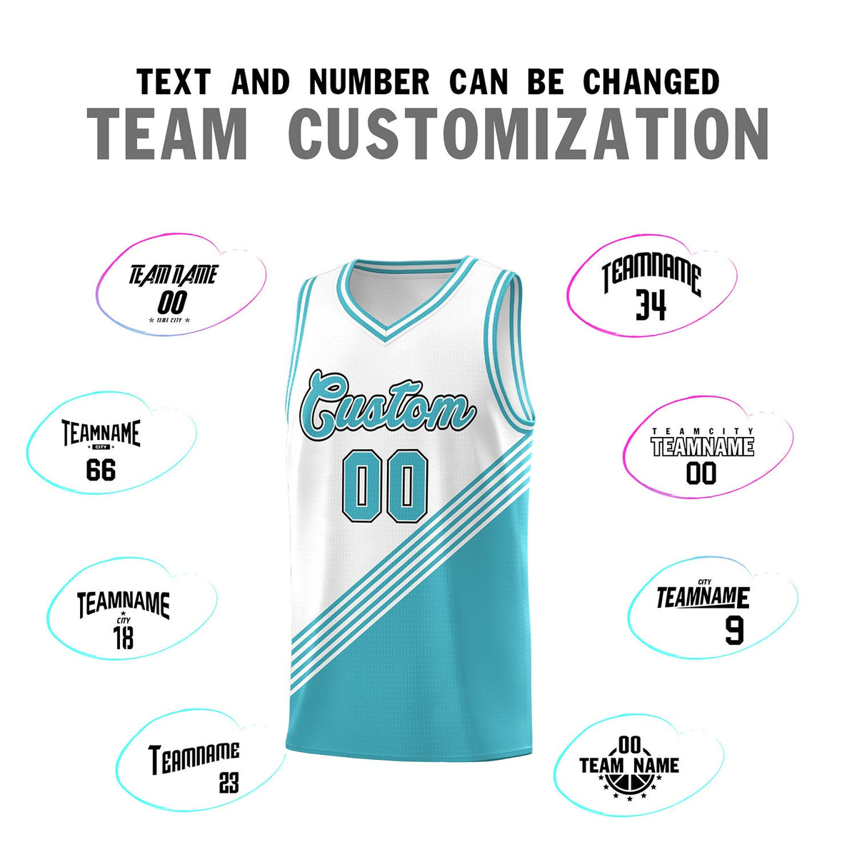Custom White Sky Blue Diagonal Stripes Color Block Sets Basketball Jersey | For Men,For Youth,Sublimation Printed,Perfect for Training,Perfect for Teams | KXKSHOP