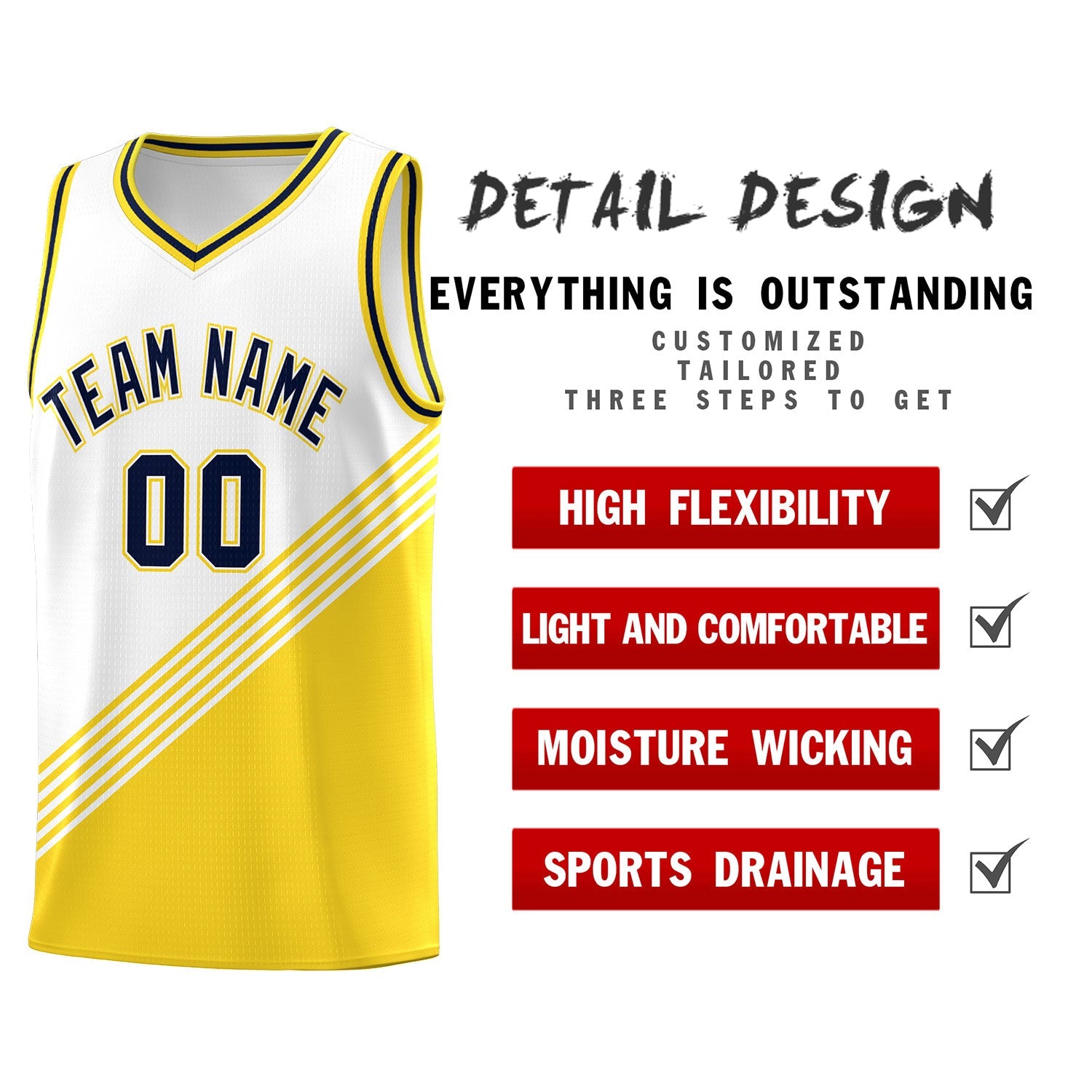 Custom White Gold Navy Diagonal Stripes Color Block Sets Basketball Jersey | For Men,For Youth,Sublimation Printed,Perfect for Training,Perfect for Teams | KXKSHOP