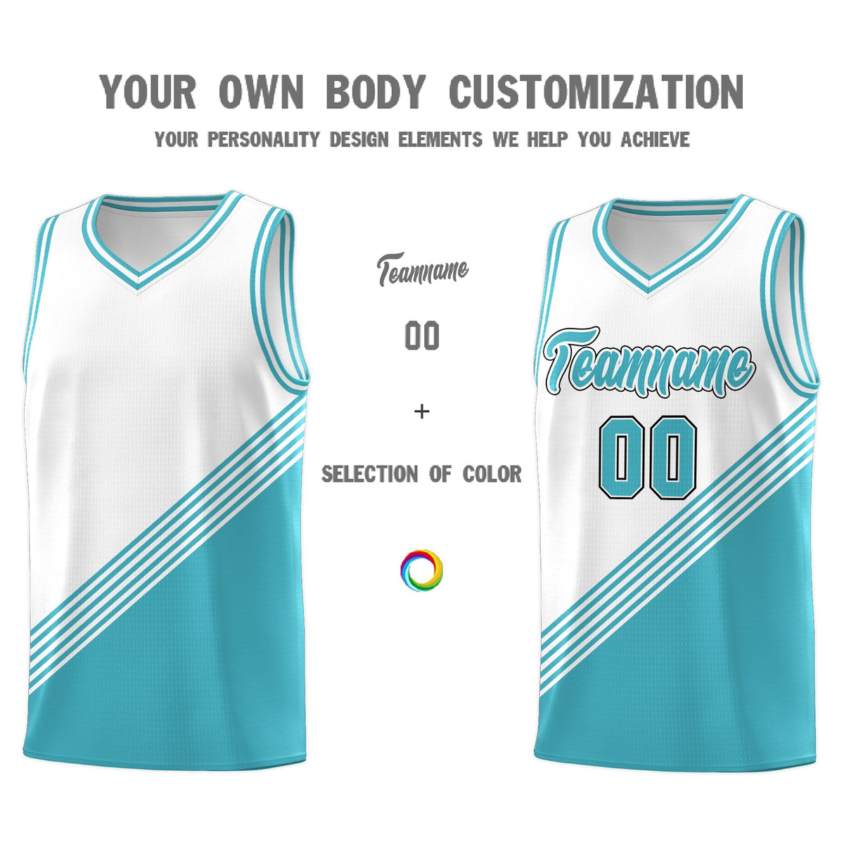Custom White Sky Blue Diagonal Stripes Color Block Sets Basketball Jersey | For Men,For Youth,Sublimation Printed,Perfect for Training,Perfect for Teams | KXKSHOP