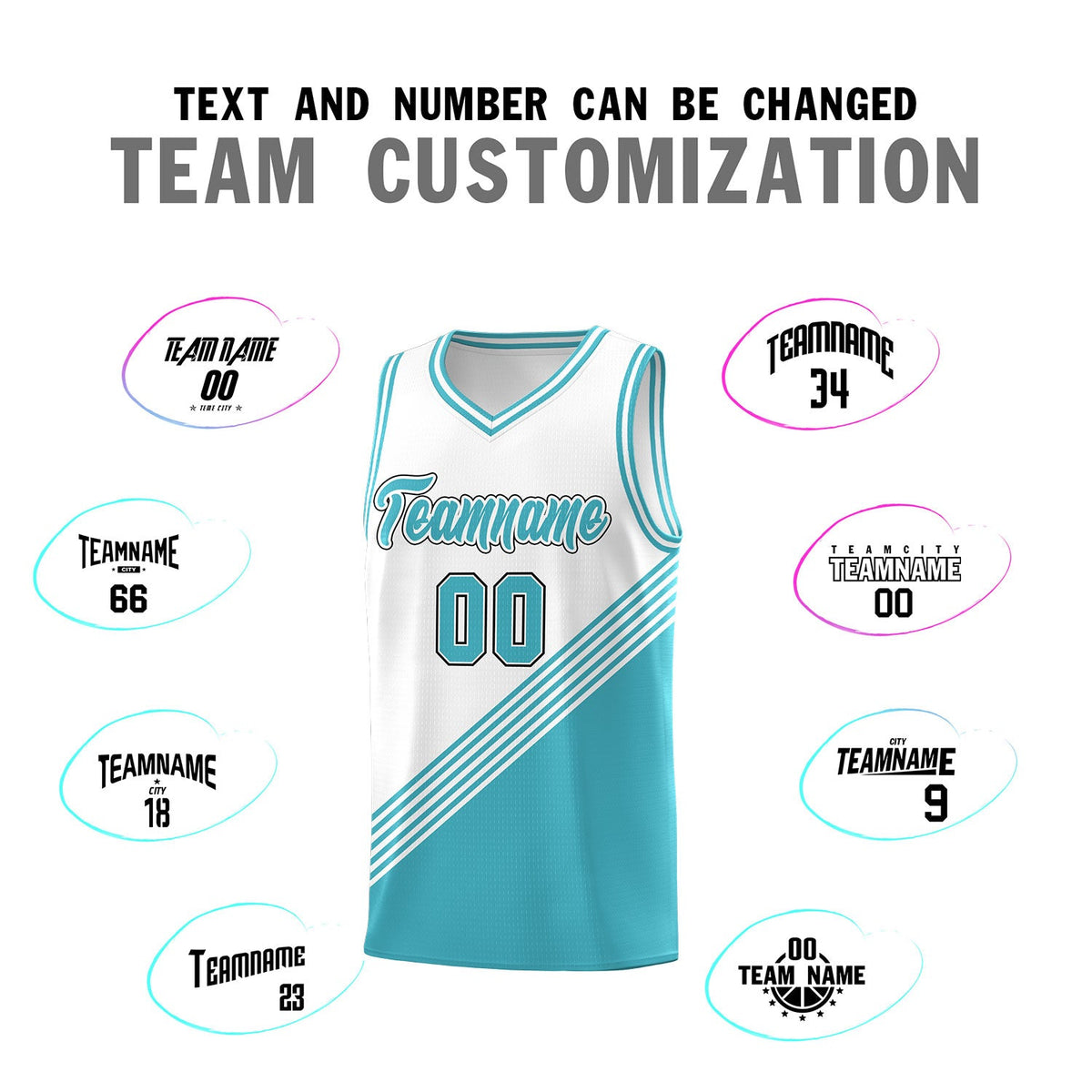 Custom White Sky Blue Diagonal Stripes Color Block Sets Basketball Jersey | For Men,For Youth,Sublimation Printed,Perfect for Training,Perfect for Teams | KXKSHOP