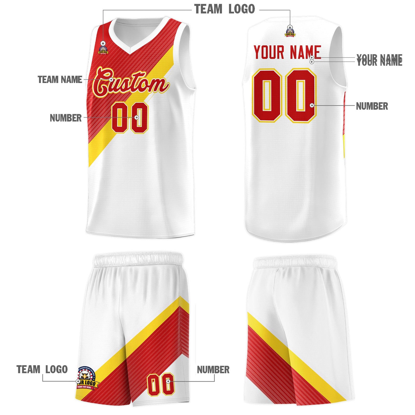 Custom Red White Diagonal Stripes Color Block Sets Basketball Jersey | For Men,Perfect for Teams,Perfect for Coaches,Sublimation Printed,For Kid,For Youth | KXKSHOP