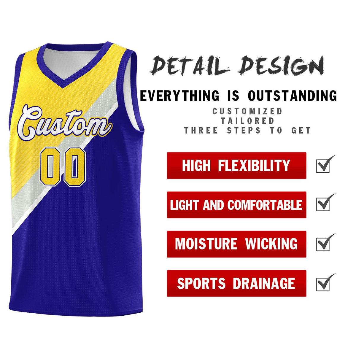 Custom Royal Gray Diagonal Stripes Color Block Sets Basketball Jersey | For Men,Perfect for Teams,Perfect for Coaches,Sublimation Printed,For Kid,For Youth | KXKSHOP