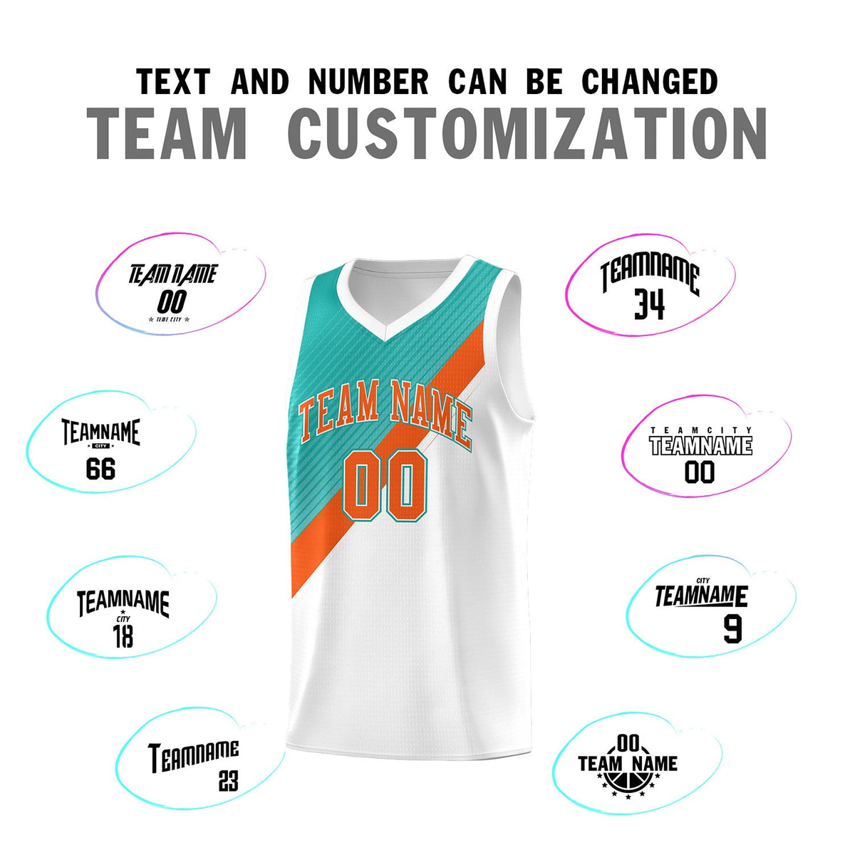 Custom Aqua Orange White Diagonal Stripes Color Block Sets Basketball Jersey | For Men,Perfect for Teams,Perfect for Coaches,Sublimation Printed,For Kid,For Youth | KXKSHOP
