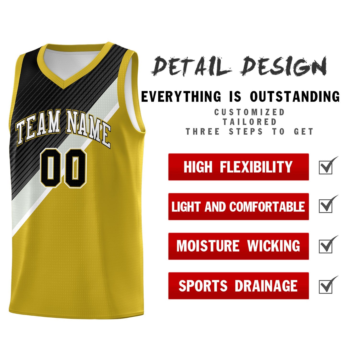Custom Old Gold Black Gray Diagonal Stripes Color Block Sets Basketball Jersey | For Men,Perfect for Teams,Perfect for Coaches,Sublimation Printed,For Kid,For Youth | KXKSHOP