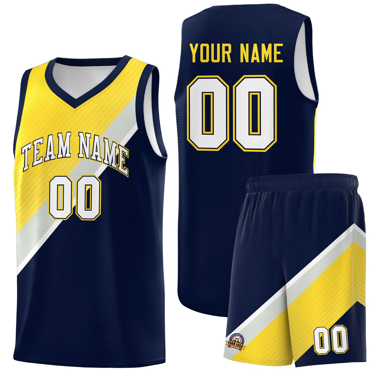 Custom Navy Gray Diagonal Stripes Color Block Sets Basketball Jersey | For Men,Perfect for Teams,Perfect for Coaches,Sublimation Printed,For Kid,For Youth | KXKSHOP