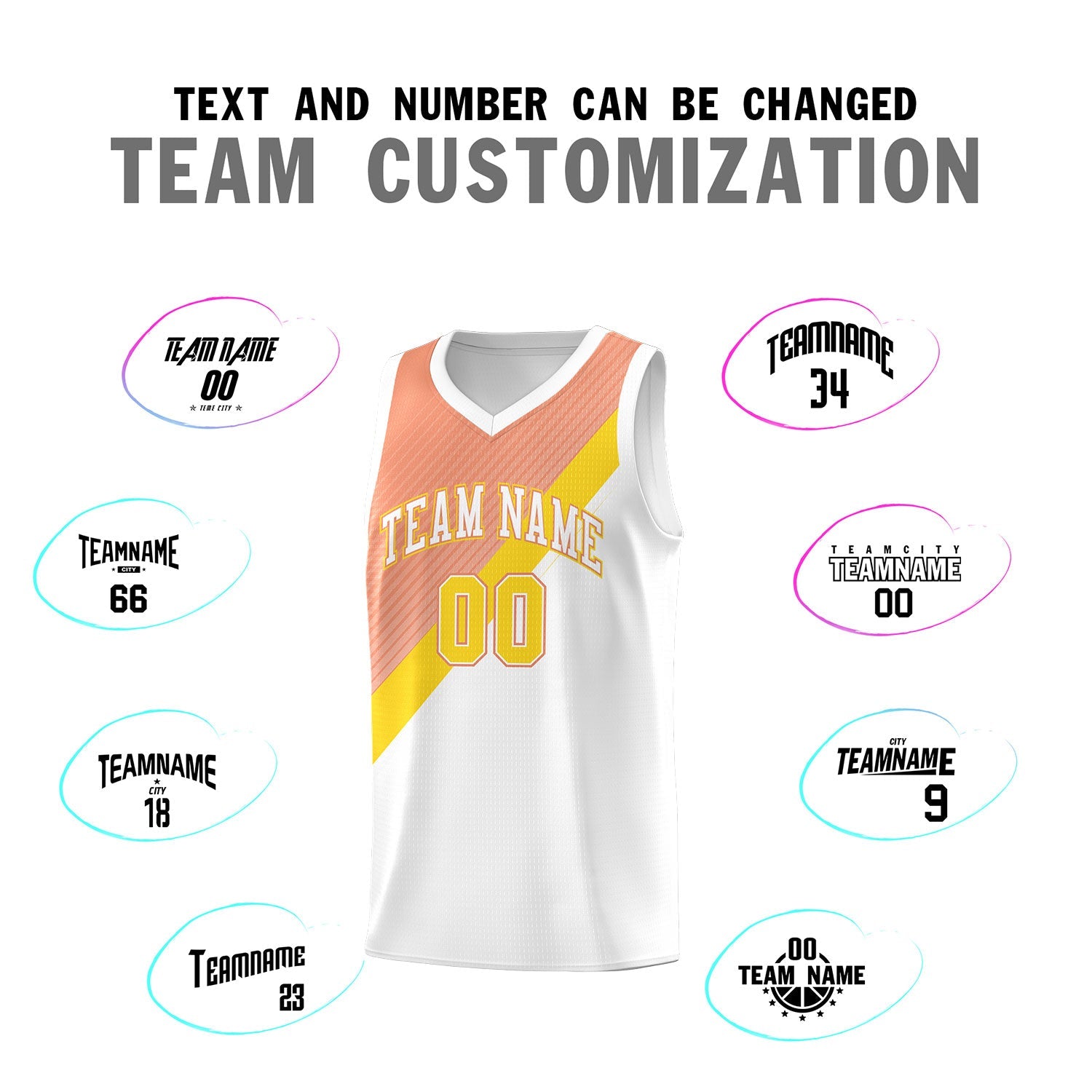 Custom White Light Orange Diagonal Stripes Color Block Sets Basketball Jersey | For Men,Perfect for Teams,Perfect for Coaches,Sublimation Printed,For Kid,For Youth | KXKSHOP