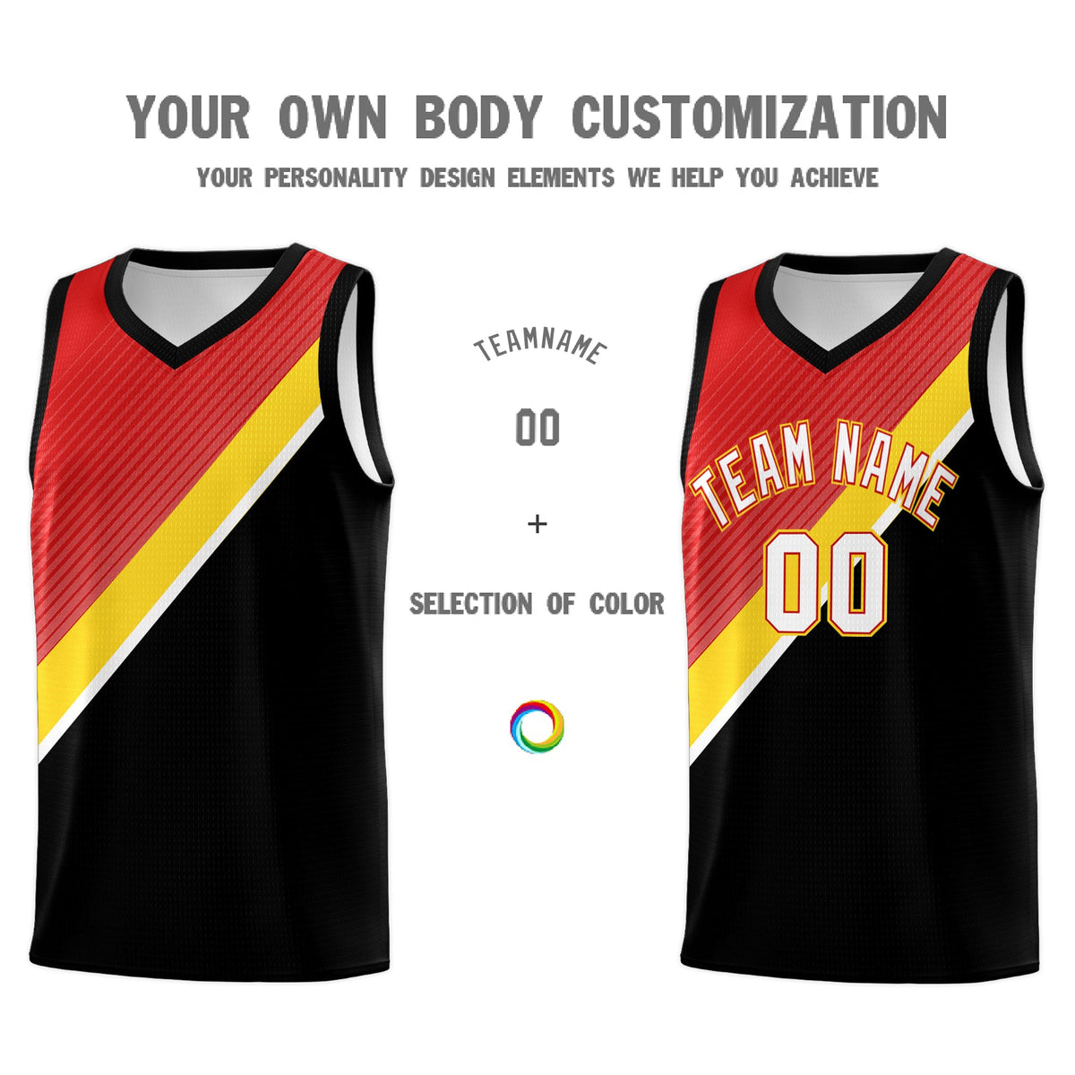 Custom Red Black Diagonal Stripes Color Block Sets Basketball Jersey | For Men,Perfect for Teams,Perfect for Coaches,Sublimation Printed,For Kid,For Youth | KXKSHOP