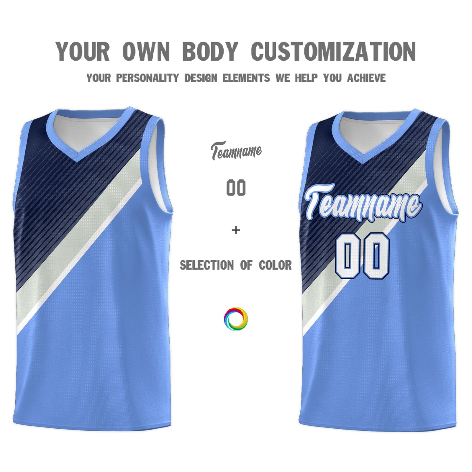 Custom Light Blue Navy Gray Diagonal Stripes Color Block Sets Basketball Jersey | For Men,Perfect for Teams,Perfect for Coaches,Sublimation Printed,For Kid,For Youth | KXKSHOP
