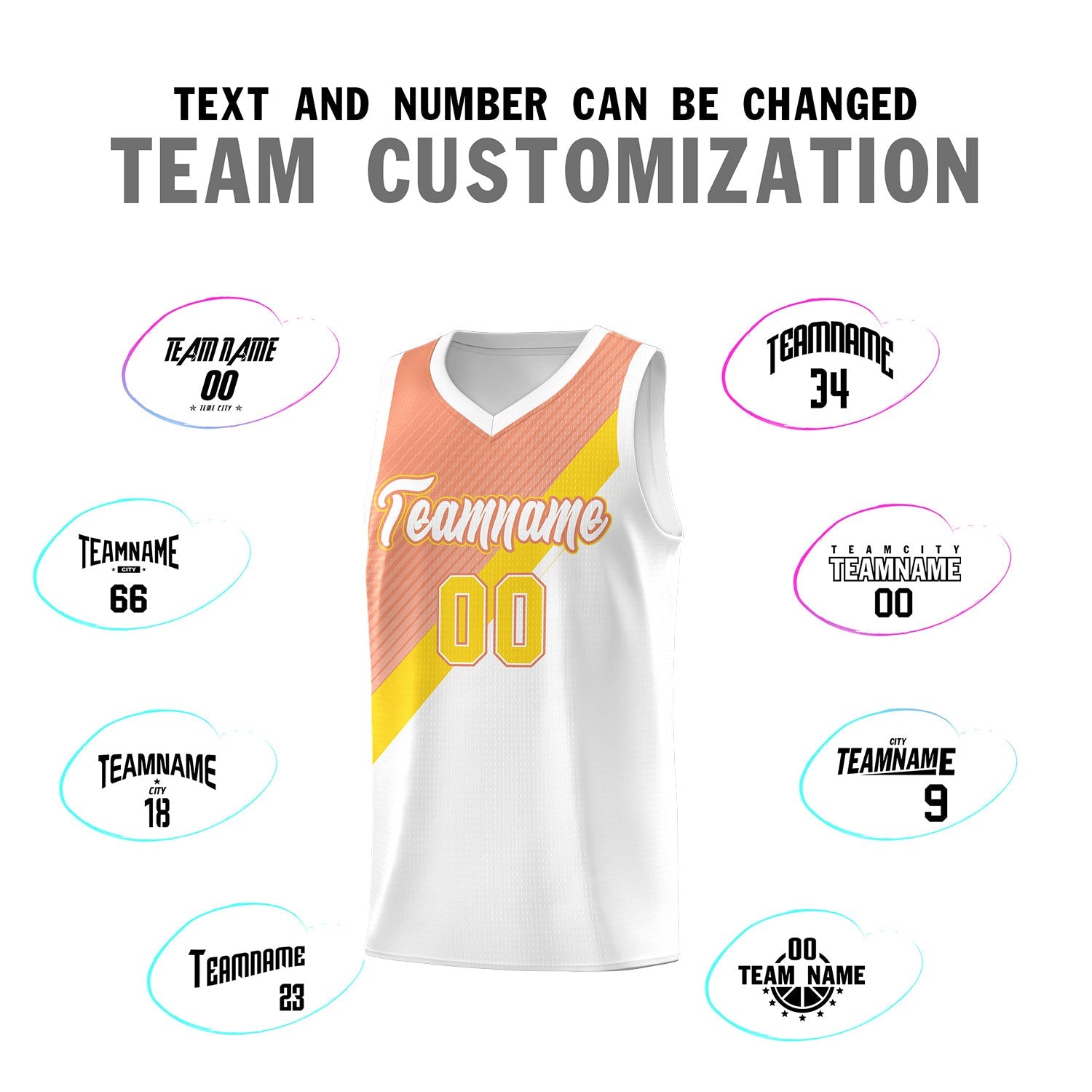 Custom White Light Orange Diagonal Stripes Color Block Sets Basketball Jersey | For Men,Perfect for Teams,Perfect for Coaches,Sublimation Printed,For Kid,For Youth | KXKSHOP