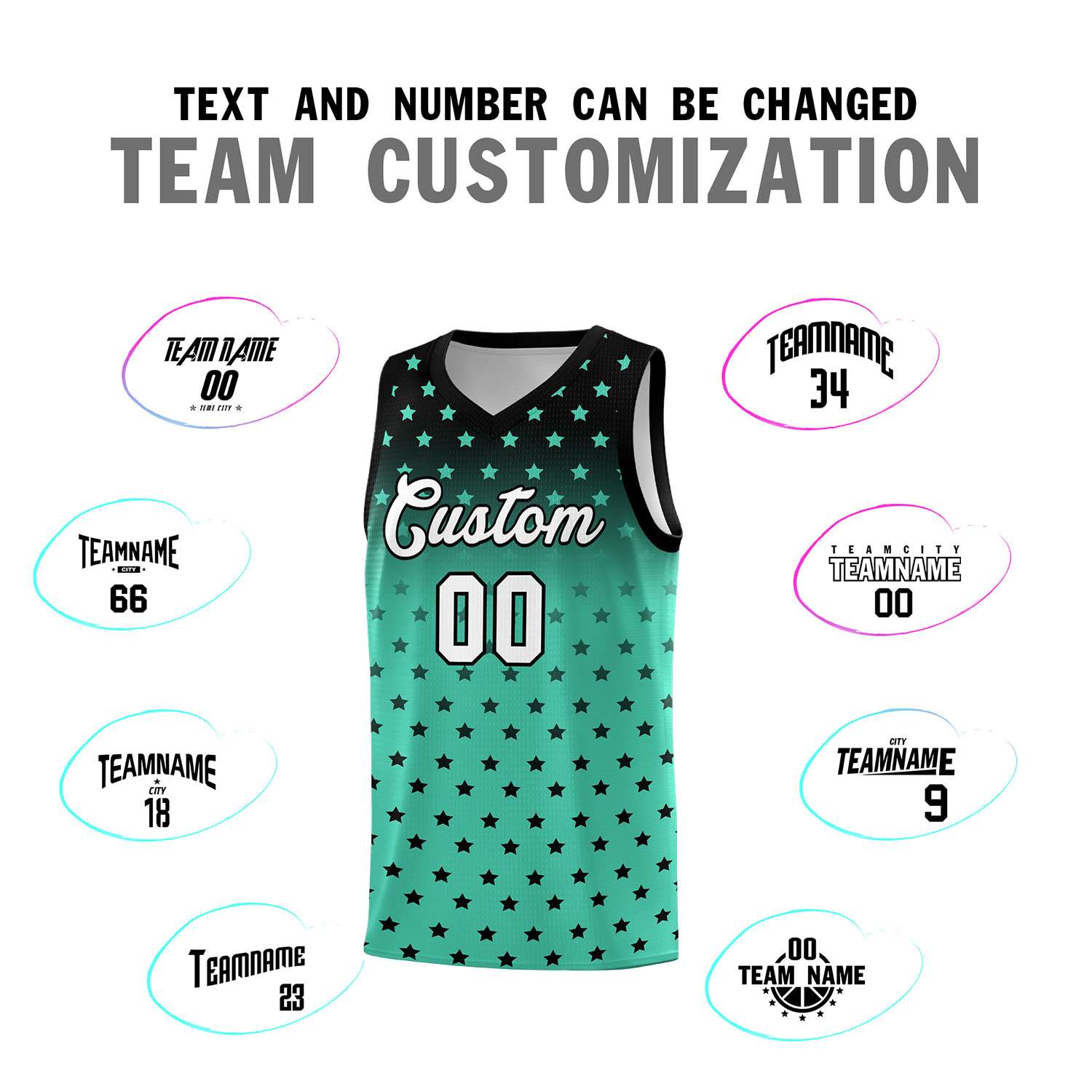Custom Black Bright Green Gradient Start Pattern Basketball Jersey Sets