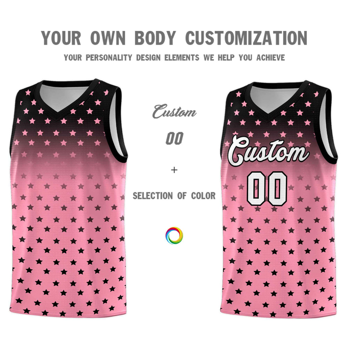 Custom Black Bright Green Gradient Start Pattern Basketball Jersey Sets