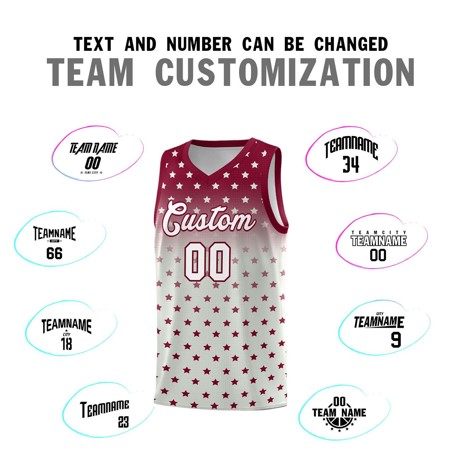 Custom Crimson Gray Gradient Start Pattern Basketball Jersey Sets