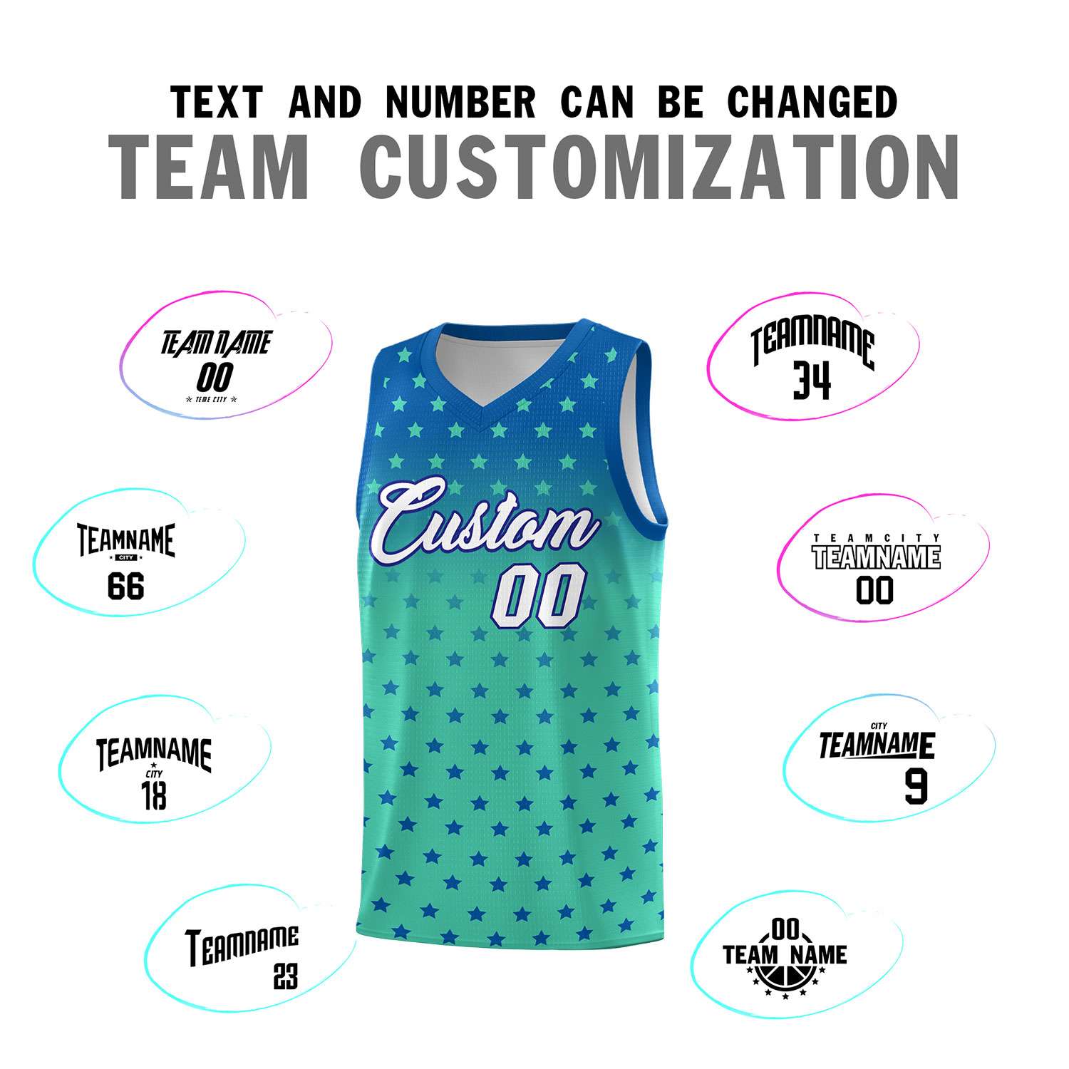 Custom Royal Bright Green Gradient Start Pattern Basketball Jersey Sets
