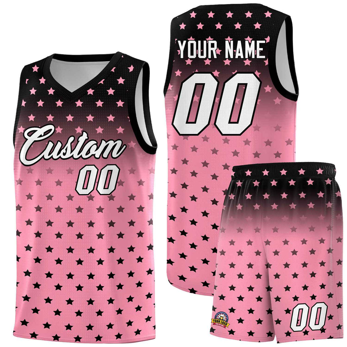 Custom Black Bright Green Gradient Start Pattern Basketball Jersey Sets
