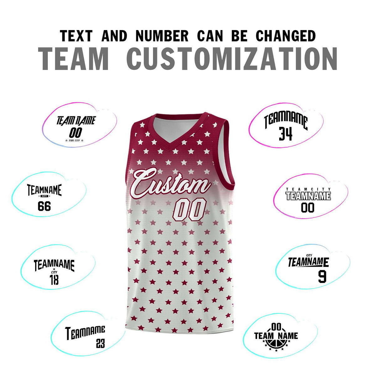 Custom Crimson Gray Gradient Start Pattern Basketball Jersey Sets