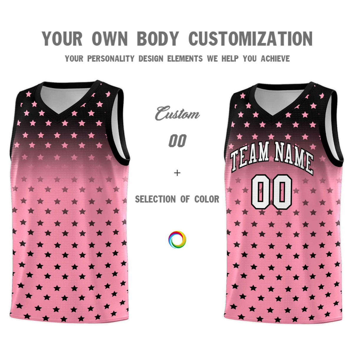Custom Black Bright Green Gradient Start Pattern Basketball Jersey Sets