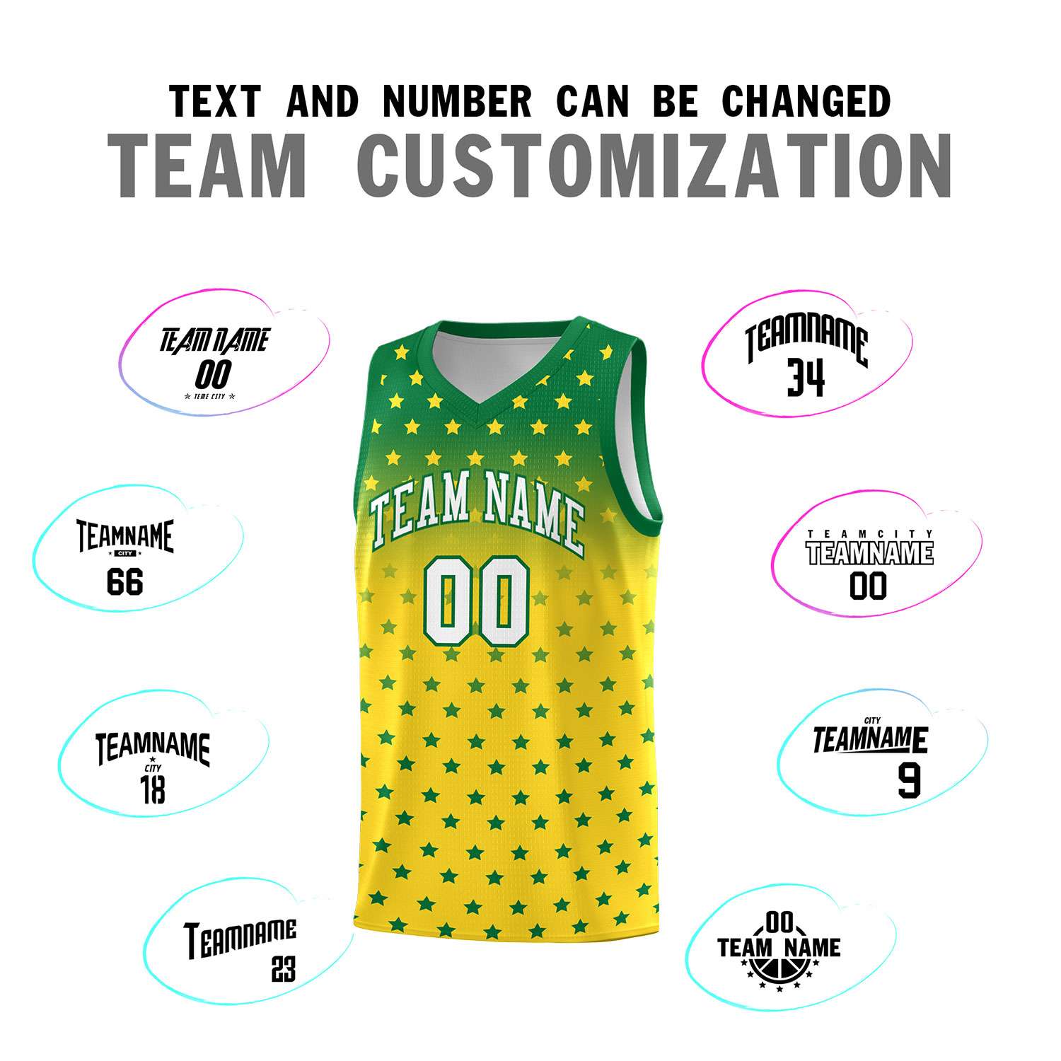 Custom Kelly Green Gold Gradient Start Pattern Basketball Jersey Sets