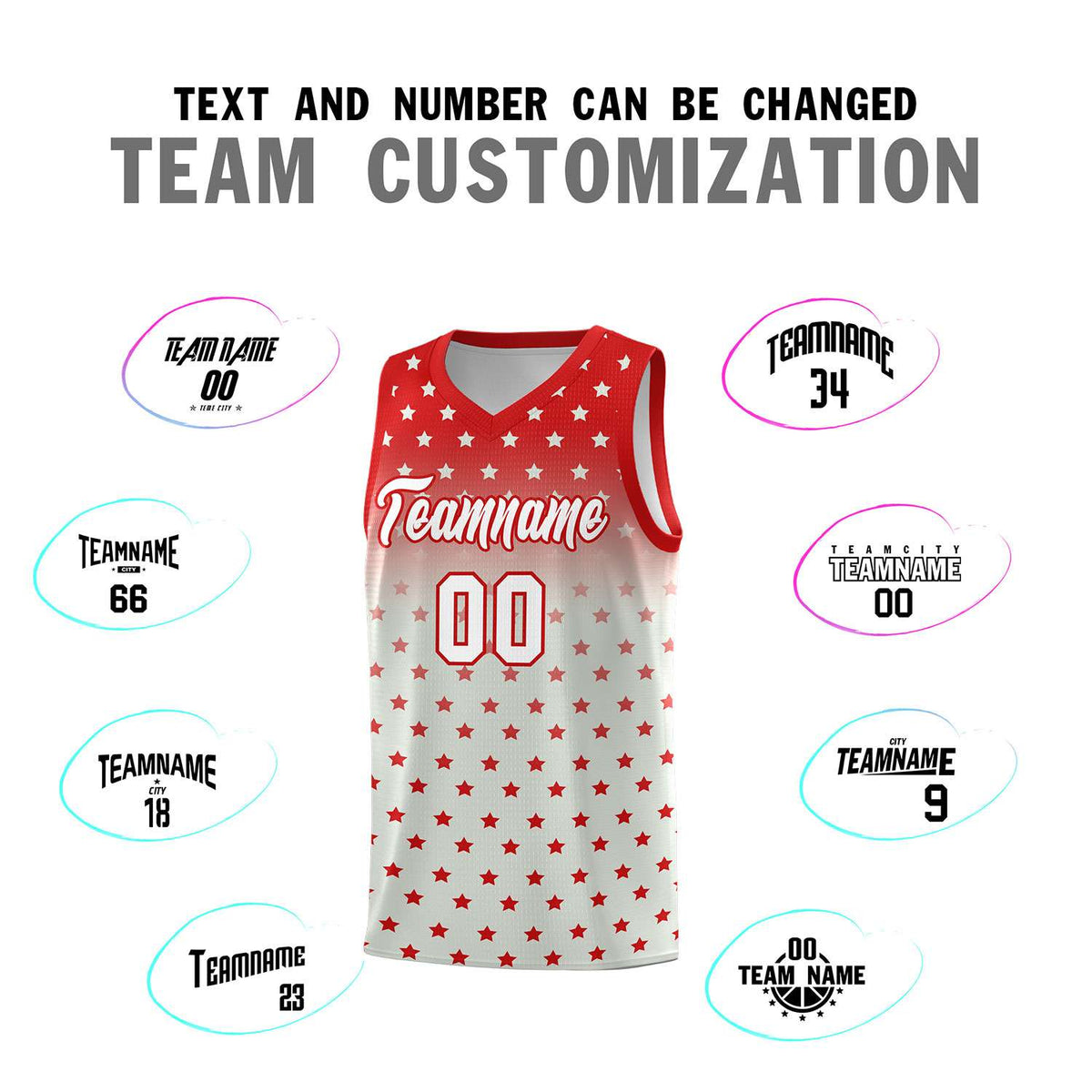 Custom Red Gray Gradient Start Pattern Basketball Jersey Sets