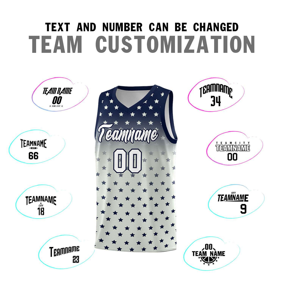 Custom Navy Gray Gradient Start Pattern Basketball Jersey Sets